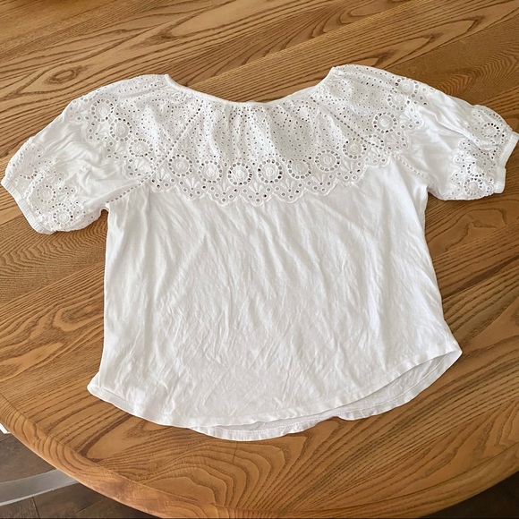 LOFT Tops - LOFT XS White Eyelet 1/2 Sleeve Blouse